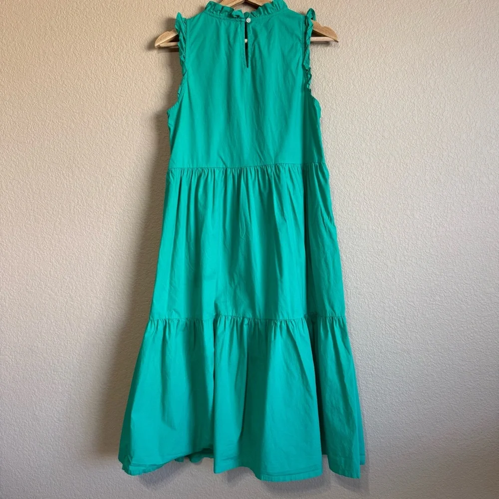 J.Crew Green Sleeveless Ruffles Tiered Poplin Midi A-Line Tank Dress Size 4